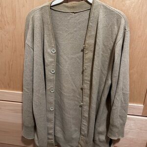 Beige Button-Up Cardigan